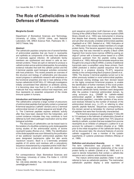 The Role of Cathelicidins in the Innate Host Defenses of Mammals