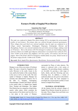 Farmers Profile of Imphal West District