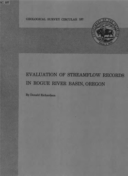 Evaluation of Streamflow Records in Rogue River Basin, Oregon