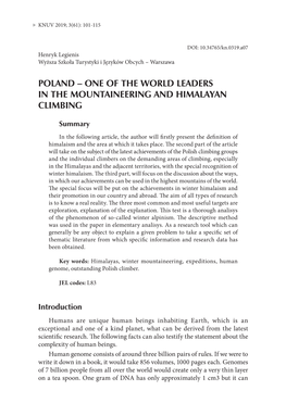 Poland – One of the World Leaders in the Mountaineering and Himalayan Climbing