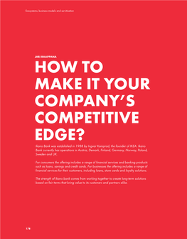 How to Make It Your Company's Competitive Edge?