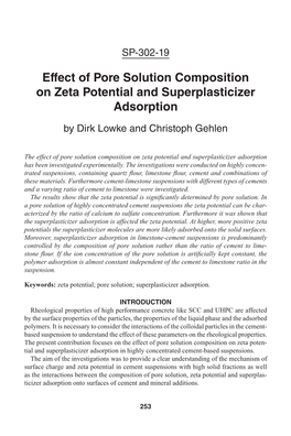 Effect of Pore Solution Composition on Zeta Potential and Superplasticizer Adsorption