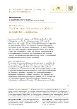 Vor 120 Jahren Fuhr Erstmals Das „Öchsle“ Zum Kloster Ochsenhausen