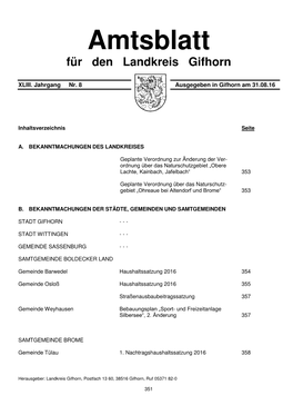 Amtsblatt Für Den Landkreis Gifhorn