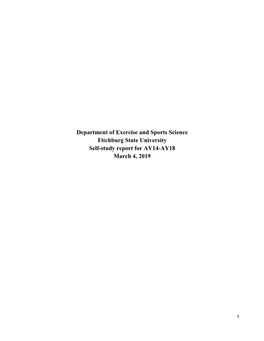 Department of Exercise and Sports Science Fitchburg State University Self-Study Report for AY14-AY18 March 4, 2019