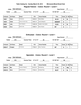 Regular/Veteran - Colors Round 1 - Level 1