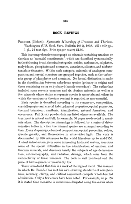 Systematic Mgneralogy of Uranium and Thorium. Washington (U.S