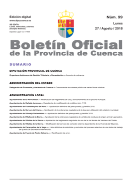 Boletín Oficial De La Provincia De Cuenca Sumario Diputación Provincial De Cuenca