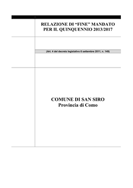 COMUNE DI SAN SIRO Provincia Di Como