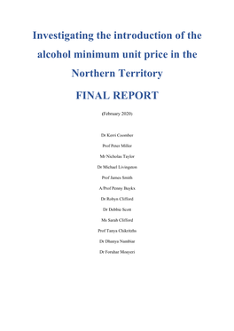 Investigating the Introduction of the Alcohol Minimum Unit Price in the Northern Territory