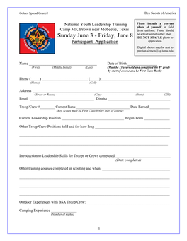 NYLT Participant Application