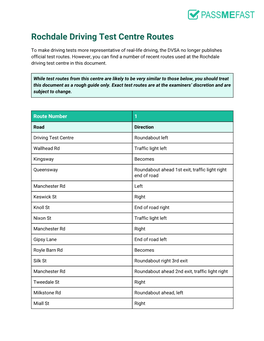 Rochdale Driving Test Centre Routes