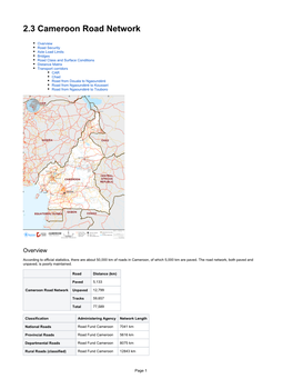 2.3 Cameroon Road Network