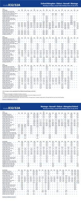 Oxford/Abingdon • Didcot • Harwell • Wantage Routex32/32A Mondays to Fridays, Except Public Holidays (From 24 July 2016)