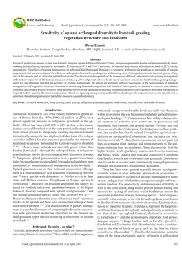 Sensitivity of Upland Arthropod Diversity to Livestock Grazing