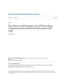 Revolutions and Expatriates: Social Networking, Ubiquitous Media and the Disintermedia of the State Jon M