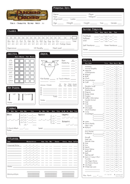 D&D 3Rd Edition Character Sheet