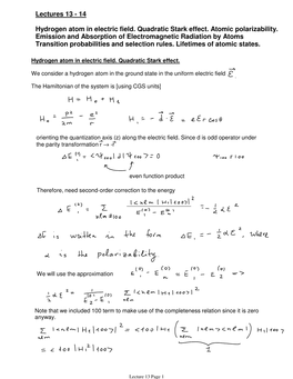 Lecture 13 Page 1 Note That Polarizability of Classical Conductive Sphere of Radius a Is