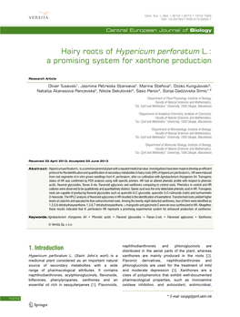 Hairy Roots of Hypericum Perforatum L.: a Promising System for Xanthone Production