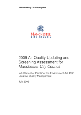2009 Air Quality Updating and Screening Assessment for Manchester City Council