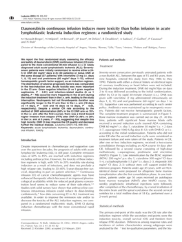 Daunorubicin Continuous Infusion Induces More Toxicity Than