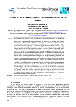 National Accounts System: Source of Information in Macroeconomic Forecast