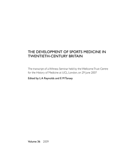 The Development of Sports Medicine in Twentieth-Century Britain