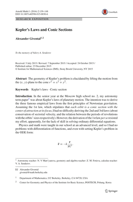 Kepler's Laws and Conic Sections