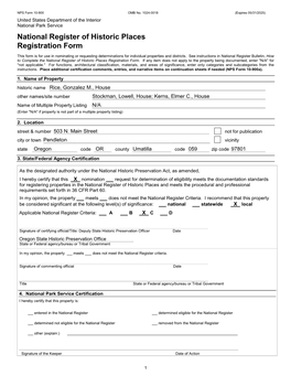 National Register Nomination NPS Form 10 900 OMB No