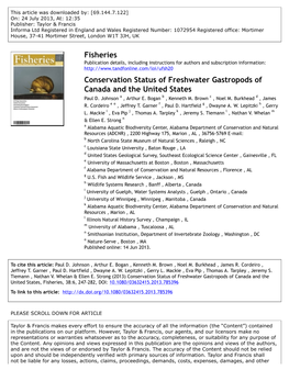 Conservation Status of Freshwater Gastropods of Canada and the United States Paul D
