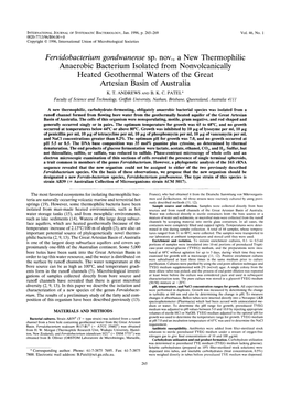 Fewidobacterium Gondwanense Sp. Nov., a New Thermophilic Anaerobic Bacterium Isolated from Nonvolcanically Heated Geothermal