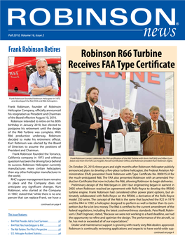 Robinson R66 Turbine Receives FAA Type Certificate