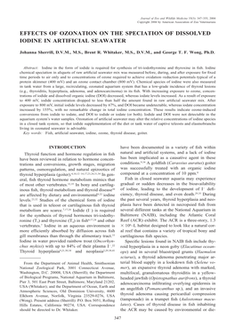 Effects of Ozonation on the Speciation of Dissolved Iodine in Artificial Seawater