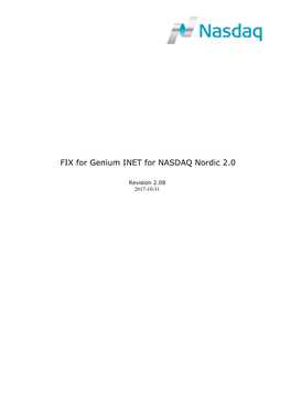 FIX for Genium INET for NASDAQ Nordic 2.0