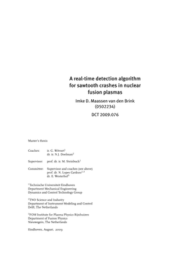 A Real-Time Detection Algorithm for Sawtooth Crashes in Nuclear Fusion Plasmas Imke D