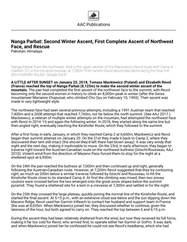 Nanga Parbat: Second Winter Ascent, First Complete Ascent of Northwest Face, and Rescue Pakistan, Himalaya