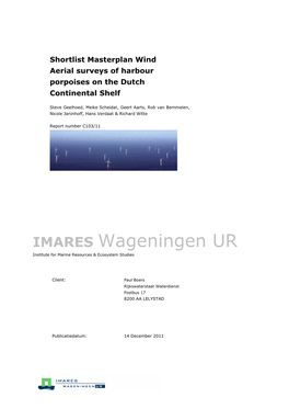 Shortlist Masterplan Wind Aerial Surveys of Harbour Porpoises on the Dutch Continental Shelf