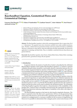 Raychaudhuri Equation, Geometrical Flows and Geometrical Entropy