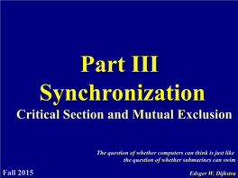 Critical Section and Mutual Exclusion