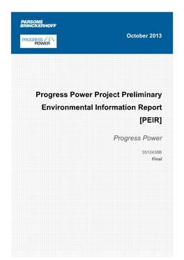 Progress Power Project Preliminary Environmental Information Report [PEIR]