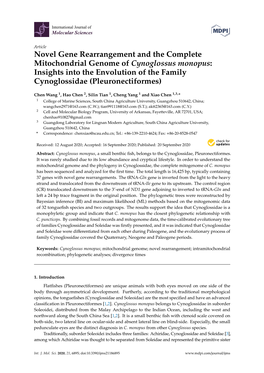 Novel Gene Rearrangement and the Complete Mitochondrial Genome of Cynoglossus Monopus: Insights Into the Envolution of the Family Cynoglossidae (Pleuronectiformes)