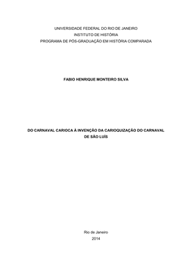 Universidade Federal Do Rio De Janeiro Instituto De História Programa De Pós-Graduação Em História Comparada