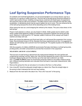 Leaf Spring Suspension Performance Tips