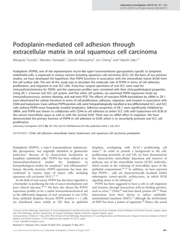 Podoplanin-Mediated Cell Adhesion Through Extracellular Matrix in Oral