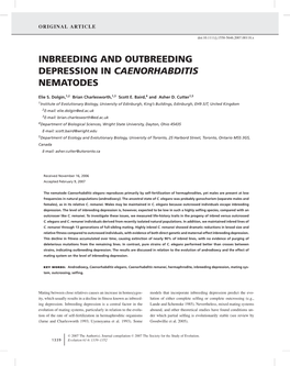 Inbreeding and Outbreeding Depression in Caenorhabditis Nematodes