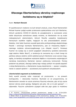 Dlaczego Libertariańscy Obrońcy Rządowego Lockdownu Są W Błędzie?