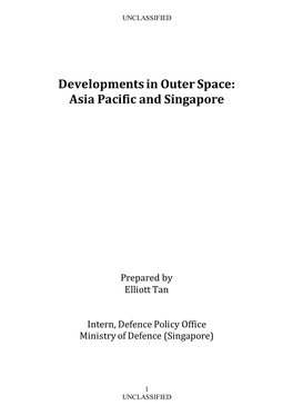 Developments in Outer Space: Asia Pacific and Singapore