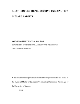 Khat-Induced Reproductive Dysfunction in Male Rabbits