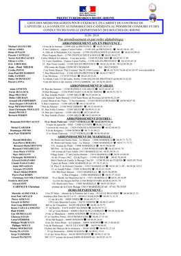 Liste Médecins Agréés Juin 2018