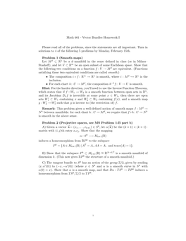 Math 601 - Vector Bundles Homework I